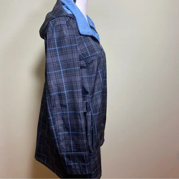 Free Country Black, Grey and Blue Plaid pattern Waterproof Rain Jacket size XL - Picture 3 of 16